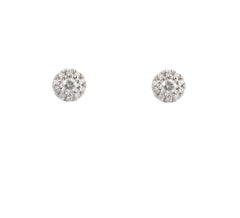 NWT $1, 275 18 Karat Gold Fancy Glittering Diamond Halo Stud Earrings