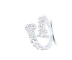 NWT $1, 950 Rare Fancy White Gold Letter Initial A Heart Diamond Ring