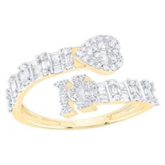 NWT $1, 950 Rare Fancy Yellow Gold Letter Initial K Heart Diamond Ring