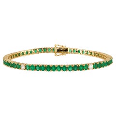 NWT $10, 500 18KT Gold Glittering Fancy Green Emerald Diamond Tennis Bracelet