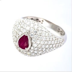 NWT $10, 500 18KT Gold Glittering Gorgeous Fancy Ruby Diamond Ring