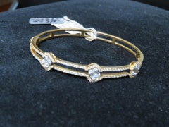 NWT $10, 500 Rare 18KT Gold Fancy Baguette Diamond Cuff Bangle Bracelet