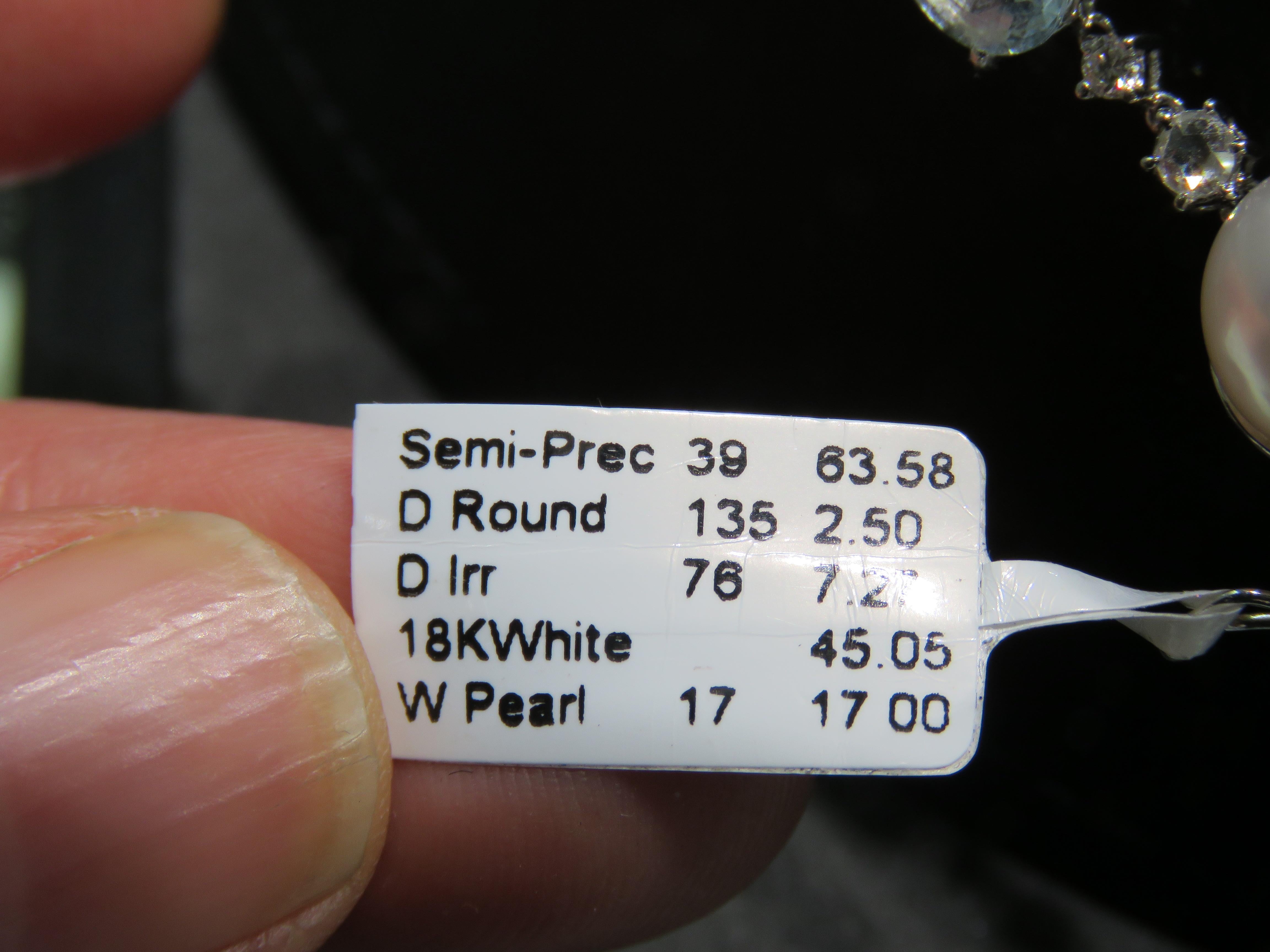 Women's NWT $104, 000 18KT Huge South Sea Pearl Fancy Diamond Aquamarine Necklace For Sale
