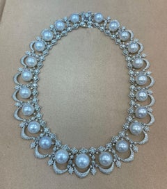 NWT $105, 000 18KT Gold Magnificent Large South Sea Pearl Fancy Diamond Necklace