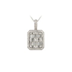 NWT $10, 500 Rare 18kt Gold Large Lovely Fancy Baguette Diamond Pendant Necklace