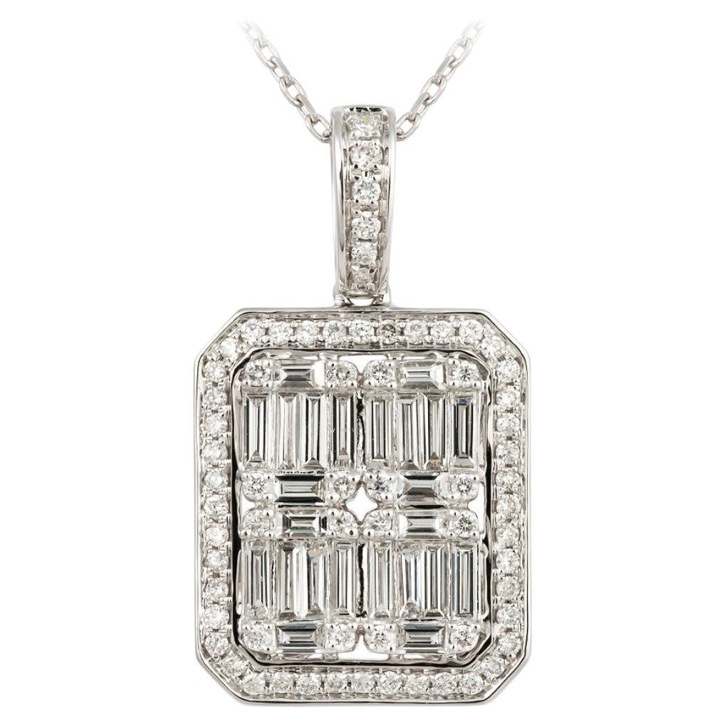 NWT $10, 500 Rare 18kt Gold Large Lovely Fancy Baguette Diamond Pendant Necklace