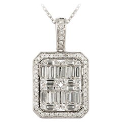 NWT $10, 500 Rare 18kt Gold Large Lovely Fancy Baguette Diamond Pendant Necklace