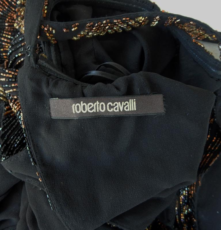 NWT $10.5K Roberto Cavalli Cut-Out Beaded Tiger Print Gown Dress For Sale 1