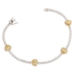 NWT $11, 000 18KT Large Fancy Glittering Yellow Diamond Heart Tennis Bracelet