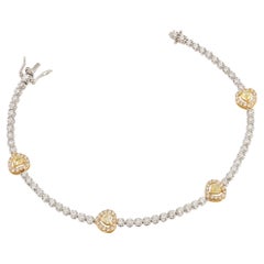 NWT $11, 000 18KT Large Fancy Glittering Yellow Diamond Heart Tennis Bracelet