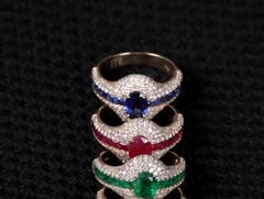 Anello NWT da 11.500 $ in oro 18 carati con zaffiro fancy e diamanti, splendido e scintillante