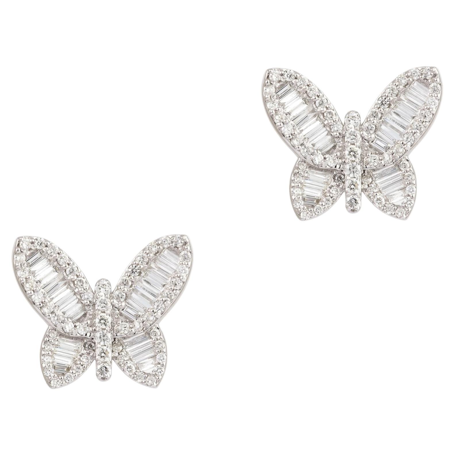 NWT $11, 500 Orecchini a farfalla in oro 18KT, rari e splendidi diamanti
