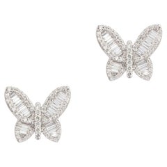 NWT $11, 500 Orecchini a farfalla in oro 18KT, rari e splendidi diamanti