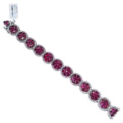 NWT $115, 000 Fancy 18KT Gold 27CT Rare Natural Burmese Ruby Diamond Bracelet