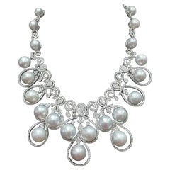 NWT $118, 000 Collana in oro 18KT con perle dei mari del sud e diamanti