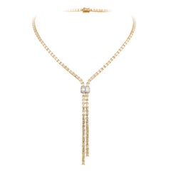 NWT $118, 000 Rare 18KT Gold Glittering Fancy Yellow Diamond Tassell Necklace