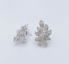 NWT $11, 969 18KT Gold Rare Fancy Gorgeous Glittering Leaf Diamond Earrings