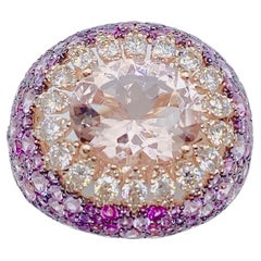NWT $12, 235 18KT Gold Gorgeous 10.50CT Morganite Pink Sapphire and Diamond Ring