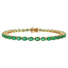 NWT $12, 500 Bracciale tennis in oro 18KT con smeraldo verde grande e scintillante