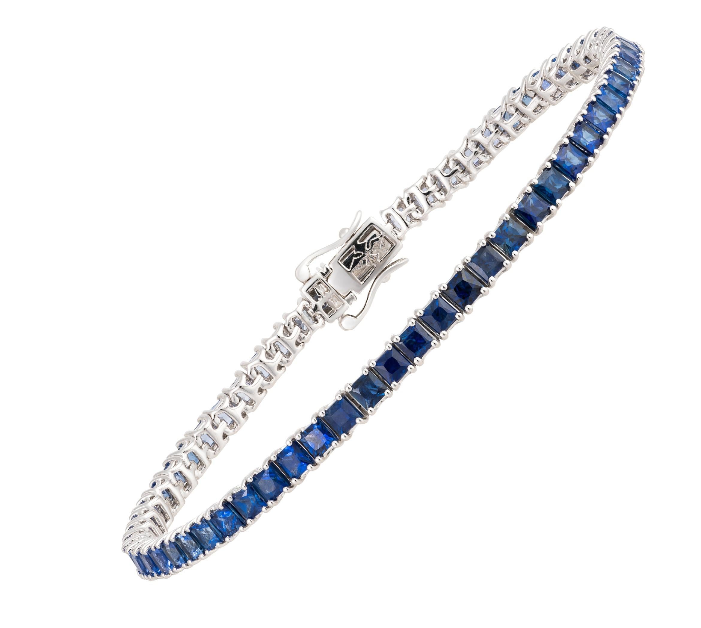 NWT $12, 500 Rara brillante 18KT Oro 7.50CT Zafiro Azul Pulsera de Tenis