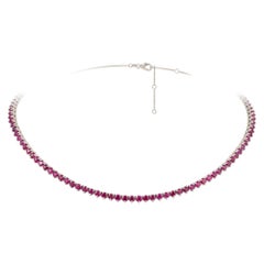 NWT $12, 500 Rare Gorgeous 18KT Fancy Glittering Ruby Riviera Tennis Necklace