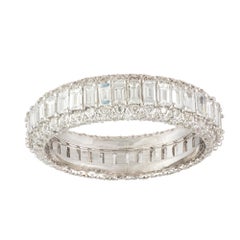 NWT $12, 000 18KT Fancy Large Glittering Fancy Baguette Diamond Band Ring