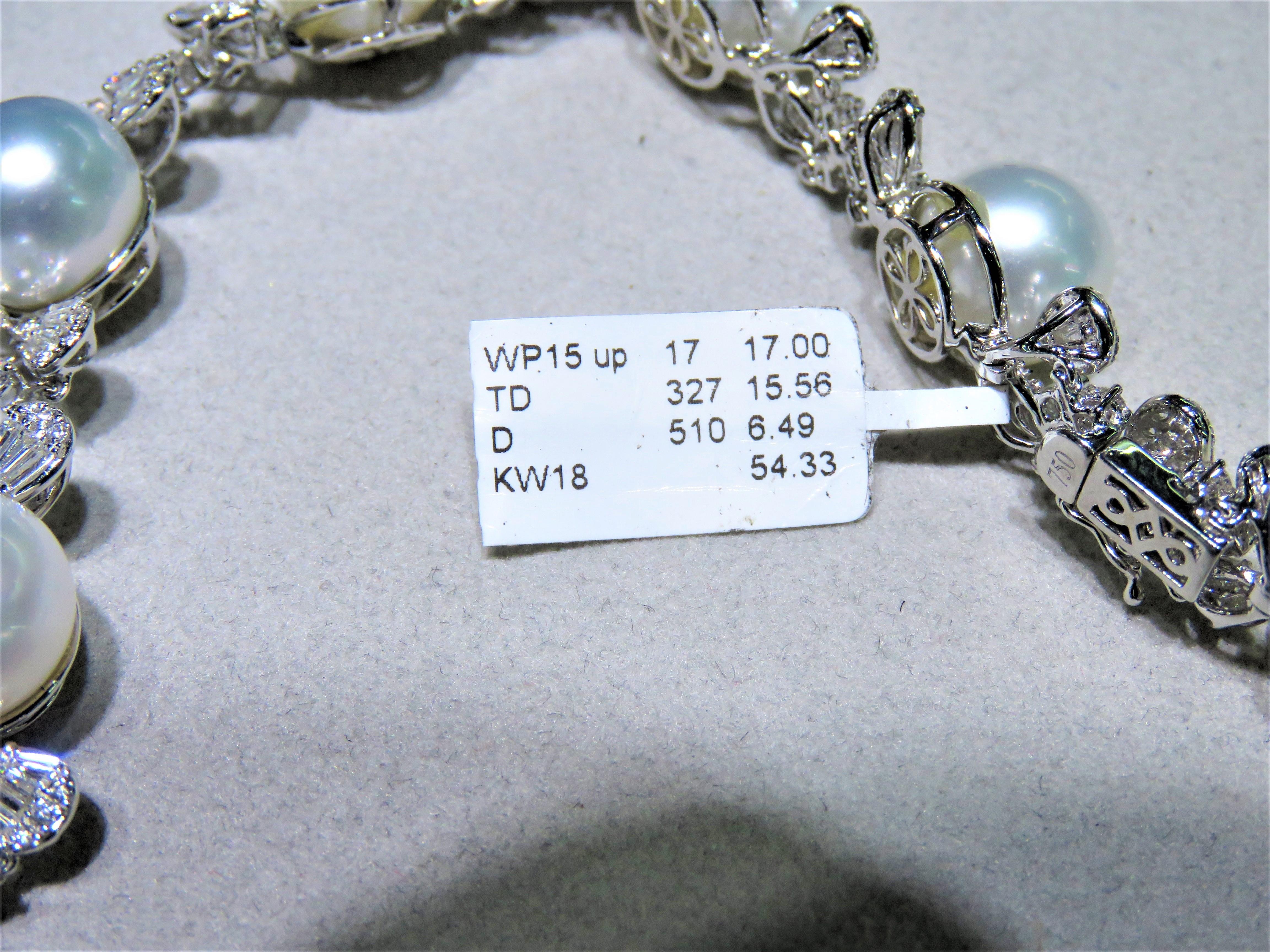 Seltene Lrg Südseeperlen-Blumen-Halskette, neu mit Diamanten, $120,000 18KT (Gemischter Schliff) im Angebot