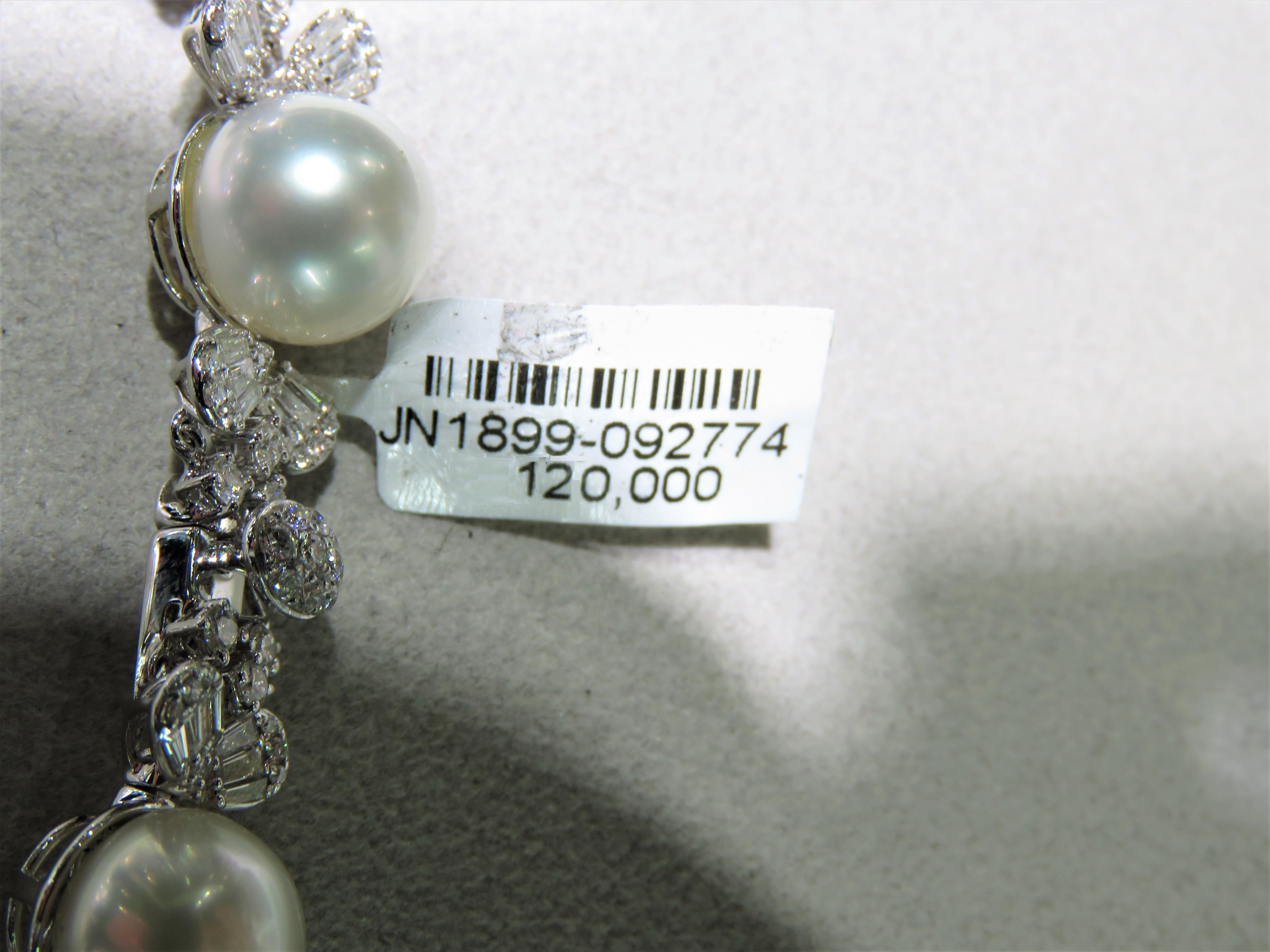Seltene Lrg Südseeperlen-Blumen-Halskette, neu mit Diamanten, $120,000 18KT im Zustand „Neu“ im Angebot in New York, NY