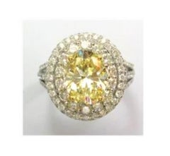 NWT $120, 000 Rare 18KT Gold Glittering 4.50CT Fancy Yellow White Diamond Ring