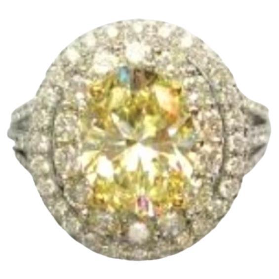 NWT $120, 000 Rare 18KT Gold Glittering 4.50CT Fancy Yellow White Diamond Ring