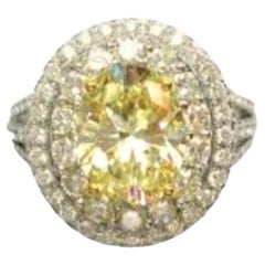 NWT $120, 000 Rare 18KT Gold Glittering 4.50CT Fancy Yellow White Diamond Ring