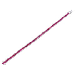 NWT $12, 249 18KT Oro Precioso 7.50CT Corte Princesa Rubí Diamante Pulsera de Tenis