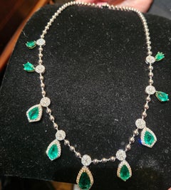 NWT $124, 490 18KT Gold Fancy Large Emerald Diamond Necklace Taj Pierre Hotel