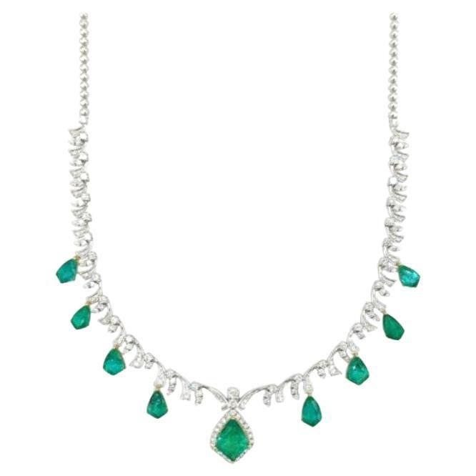 NWT $124, 490 18KT Gold Fancy Large Emerald Diamond Necklace Taj Pierre Hotel