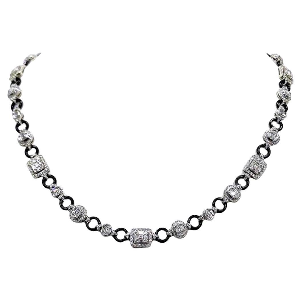 NWT $125, 000 Important 18KT Gold Large Fancy Diamond Black Agate Necklace For Sale