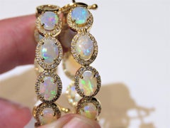 NWT $12, 500 Magnificent 18KT Gold Large 9CT Fancy Opal Diamond Hoop Earrings