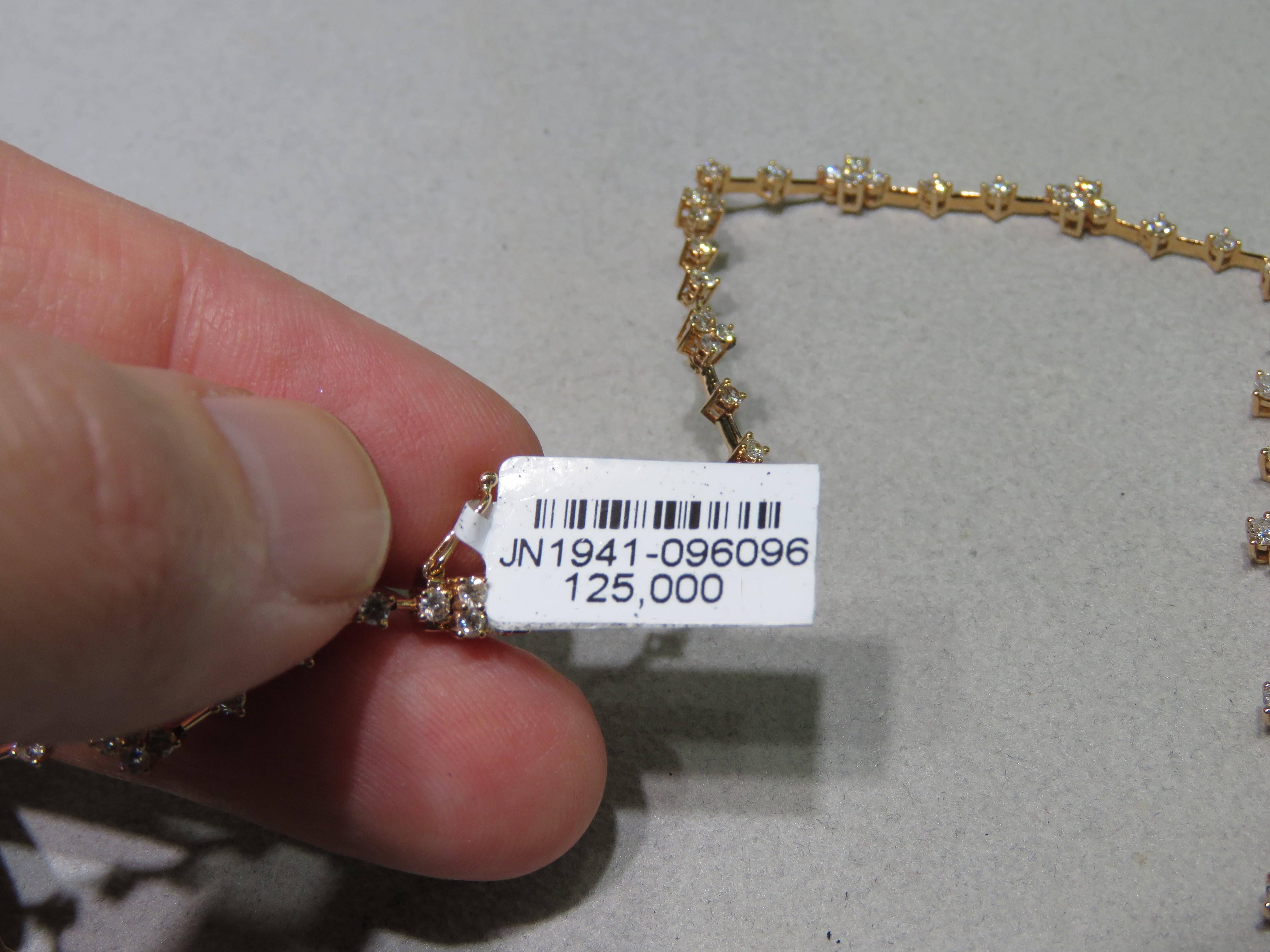 Grand collier fantaisie rare en or 18 carats avec diamants champagne, 12 5 000 $, Neuf avec étiquette Pour femmes en vente