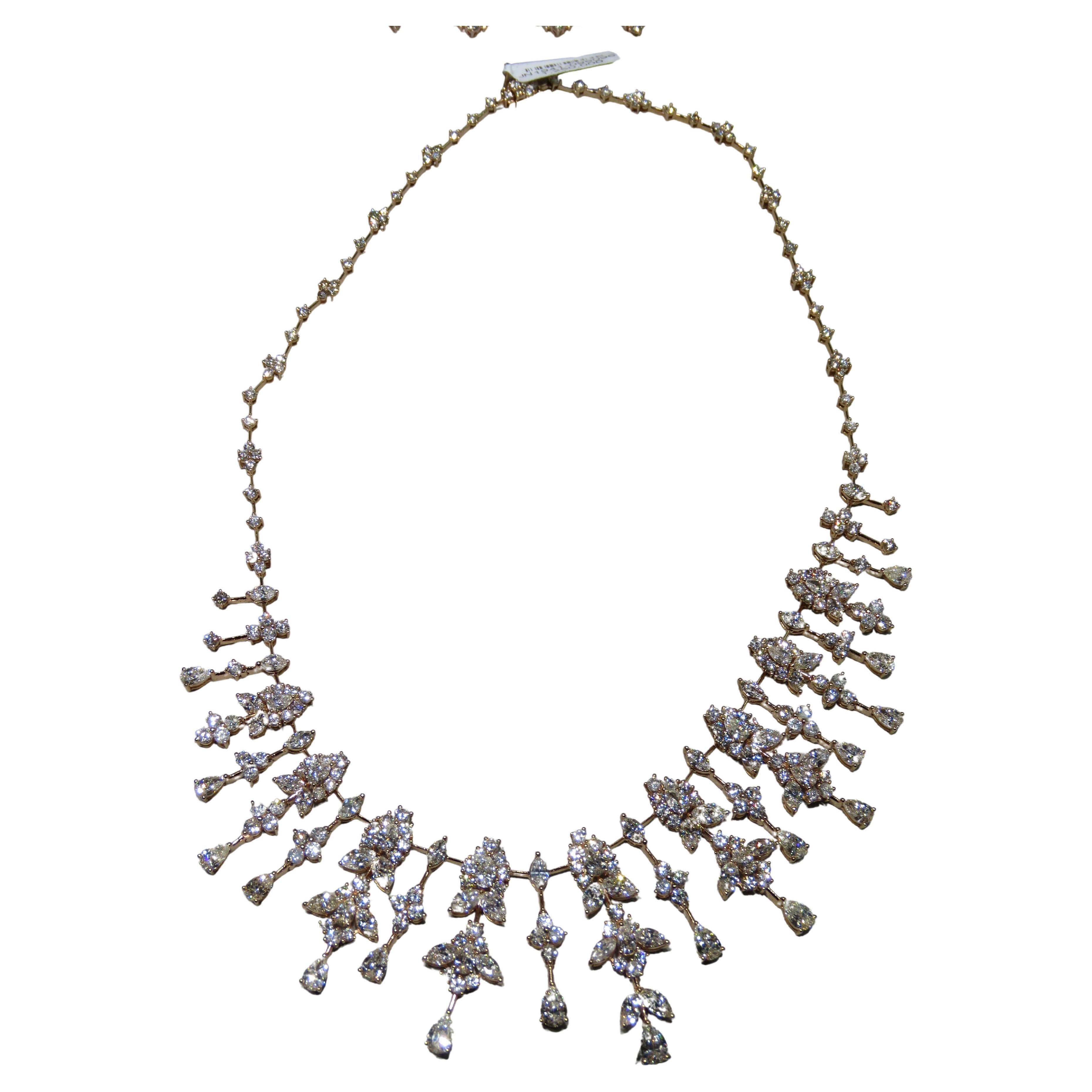 Grand collier fantaisie rare en or 18 carats avec diamants champagne, 12 5 000 $, Neuf avec étiquette en vente