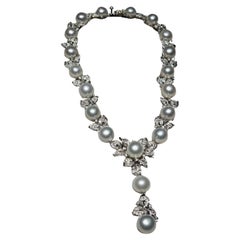 NWT $127, 000 Important 18KT Gold Fancy South Sea Large Pearl Diamond Necklace