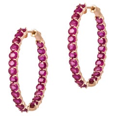 NEU $13, 350 18KT Gold Fancy Gorgeous Große glitzernde Fancy Rubin-Creolen-Ohrringe