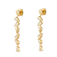 NWT $13, 500 18KT Gold Magnificent Fancy Yellow Diamond Dangle Drop Earrings
