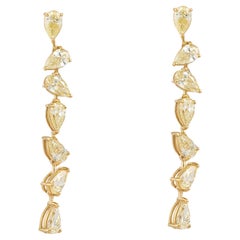 NWT $13, 500 18KT Gold Magnificent Fancy Yellow Diamond Dangle Drop Earrings