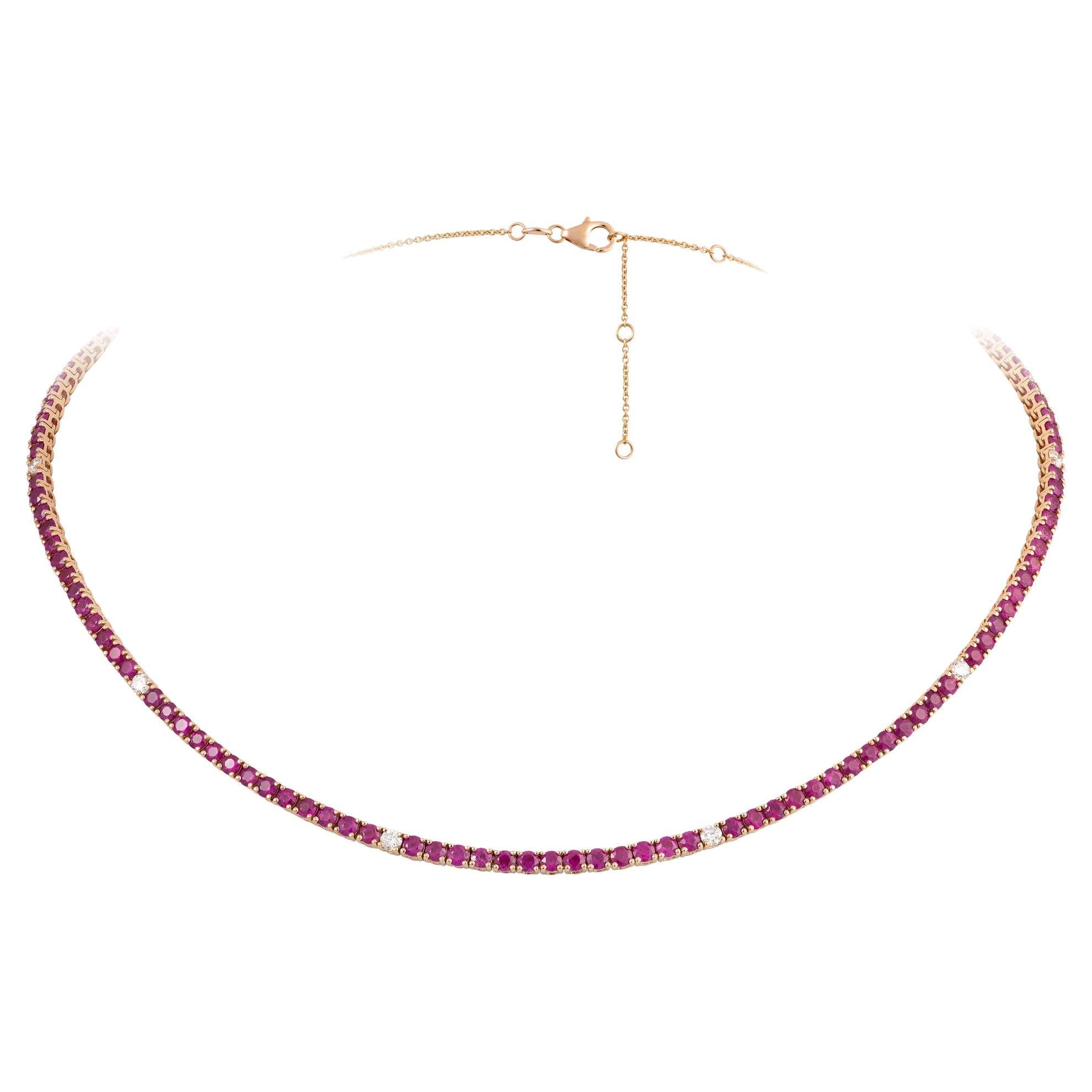 NWT $13, 500 Rare Important 18KT Gold Ruby Diamond White Diamond Necklace