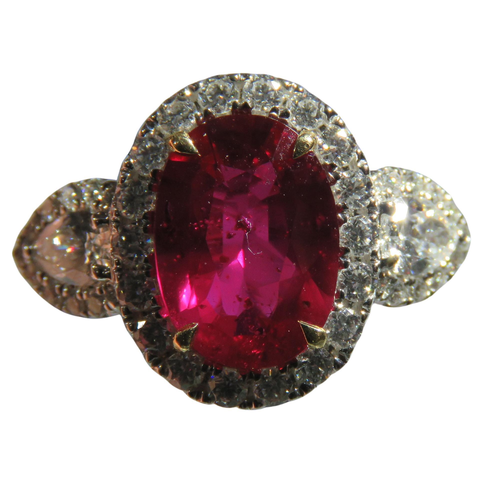 NWT $130, 000 18KT Gold Gorgeous LARGE Fancy NO HEAT NATURAL Ruby Diamond Ring