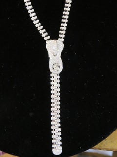 NWT $130, 000 18KT Gold Rare Fancy Glittering 7CT Diamond Zipper Necklace