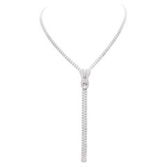 NWT $130, 000 18KT Gold Rare Fancy Glittering 7CT Diamond Zipper Necklace