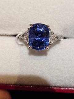 NWT $132, 200 18KT Gold Gorgeous Natural Large Ceylon Blue Sapphire Diamond Ring
