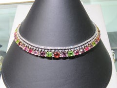 NWT $136, 000 18KT Gold Glittering Fancy Colored Spinel Jeweled Diamond Necklace