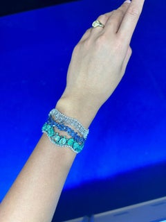 NWT $136, 000 Rare 18KT Gold Fancy Sapphire Emerald Rose Cut Diamond Bracelet