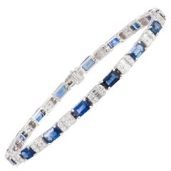 NWT $14, 000 Fancy 18KT Gold 7CT Fancy Baguette Sapphire Diamond Bracelet